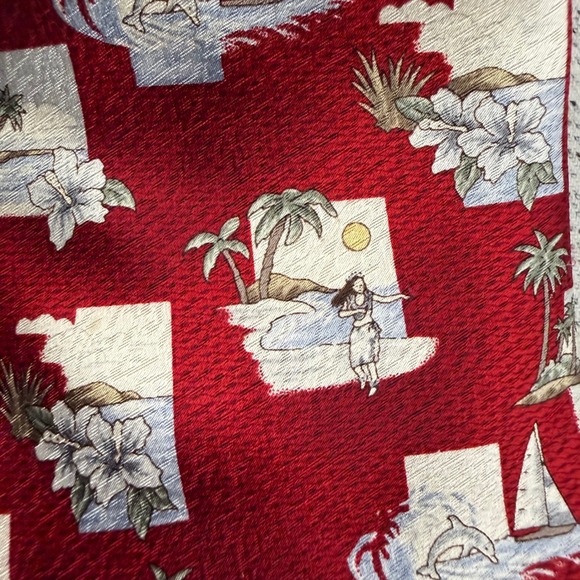 Stafford Red Silk Hawaiian Tie Extra Long Hula Dancers Tropical Vacation - Picture 2 of 6